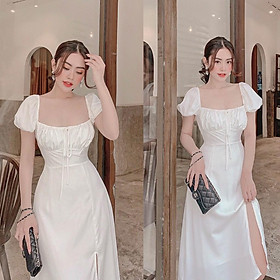 ĐẦM NHÚNG NƠ NGỰC TAY BỒNG XẺ TÀ DÁNG DÀI SIÊU SANG CHẢNH LẠI QUYẾN RŨ SAY ĐẮM - QANU336