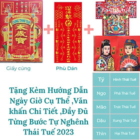 Giấy cúng THÁI TUẾ 2023(Đủ Bộ kèm Áo,Phù dán,Giấy Thế..) kèm Hướng dẫn Chi tiết-Quý Mão