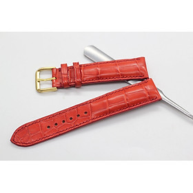 Dây da cá sấu Handmade, dây da đồng hồ cao cấp màu đỏ kèm khóa, BH 6 tháng