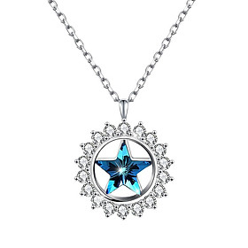 Fashion Women Crystal Blue Pendant Lady Necklace Girl Jewelry