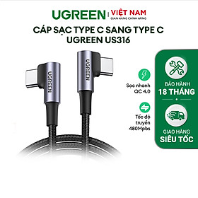 Hình ảnh Cáp sạc nhanh và truyền dữ liệu USB Type-C hỗ trợ PD3.0/ QC 4.0/ FCP tối đa100W UGREEN US335 - Hàng chính hãng