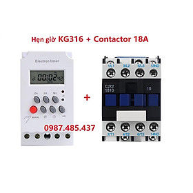Mua Combo hẹn giờ timer KG316 + Contactor CJX2-18A Hẹn giờ tự động cho đèn đường  bơm nước