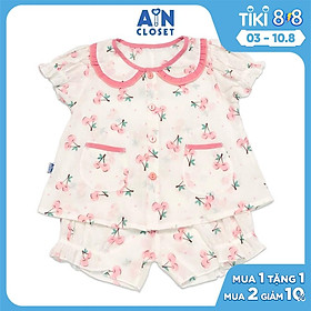 Bộ quần áo ngắn bé gái họa tiết cherry hạt cotton boi - aicdbgekawvj - ain closet
