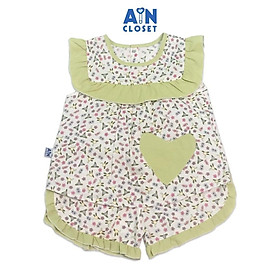 Bộ quần áo ngắn bé gái họa tiết Hoa Thanh tú viền cốm cotton - AICDBGUCPCH5 - AIN Closet