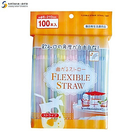 Set 100 chiếc ống hút cao cấp Nhật Bản Flexible Straw φ6mmx21cm nhựa PP cao cấp không mùi,  an toàn cho người sử dụng