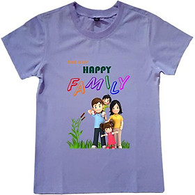 Áo Thun Gia Đình 3 Người In Họa Tiết Happy Family Màu Tím