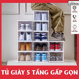 Hộp Đựng Giày Xếp Gọn Không Cần Lắp Đặt Có Nắp Mở Dễ Dàng Chắc Chắn Bằng Nhựa Thiết Kế Thông Minh