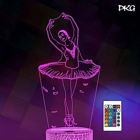 Mua Đèn Ngủ Led 3D Khắc Hình NGƯỜI MÚA BALE Quà Tặng Trang Trí cảm ứng có Điều khiển từ xa nháy sáng 16 màu