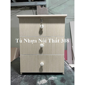 Tủ, Kệ Đầu Giường Nhựa Đài Loan Cao 53cm Ngang 42cm Sâu 32,5cm Màu Gỗ Sồi K168