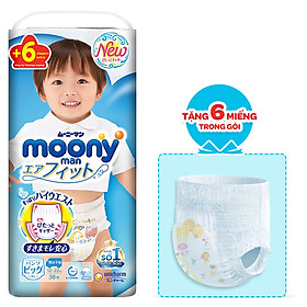 Tã Quần Cao Cấp Moony Nhật Bản Bé Trai XL38 (38 Miếng) - Tặng 6 Miếng Trong Gói