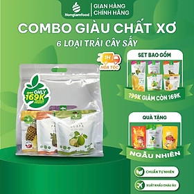 Combo 6 túi trái cây sấy giàu chất xơ Nonglamfood | Ăn vặt tăng cường đề kháng, đồ ăn vặt healthy