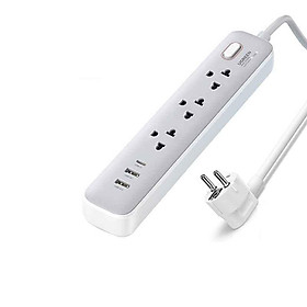 Ugreen 15143 30W 1C2A nguồn dài 1.5M chuẩn cắm EU chân tròn Ổ cắm điện đa năng kèm cổng sạc điện thoại 1 USB-C + 2 cổng USB-A Màu trắng CD286 20015143 - Hàng chính hãng