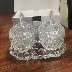 Mua Thố đựng mứt thuỷ tinh (bộ 2 thố 1 đĩa) chất liệu thuỷ tinh cao cấp  an toàn  tiện lợi  sang trọng