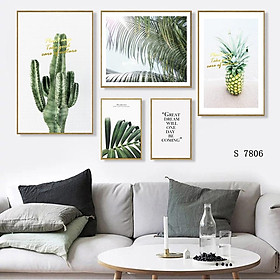 Bộ tranh khugn canvas treo tường cây nhiệt đới