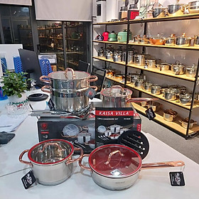 Mua BỘ NỒI VUNG KÍNH INOX KAISA VILLA 6 MÓN 12 CHI TIẾT HÀNG CAO CẤP