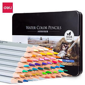 Bút chì màu nước cao cấp Deli - Có kèm cọ tán - Bộ 24/36/48 màu - 6521/6522/6523