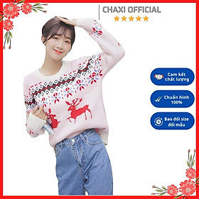 Áo len nữ họa tiết tuần lộc bông tuyết dễ thương - DL31245 - Hàng Quảng Châu