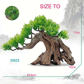 Gỗ Lũa Bonsai Lớn 24.5x12x17cm Trang Trí Bể Cá, Tiểu Cảnh, Non Bộ MS03