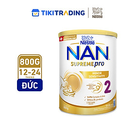Sữa bột Nestlé NAN SUPREMEPRO 2 800g nhập khẩu Đức với 5HMO & đạm Gentle Optipro ( Dành cho trẻ từ 12 - 24 tháng tuổi)