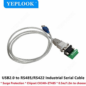 USB2.0 to RS485 RS422 DB9 Male COM Port Industrial Serial Cable Device Converter Adapter Surge Protection Chipset CH340+ZT485 Cable length: 0.5m