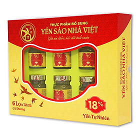 Nước Yến Sào Nhà Việt Có Đường 18% Yến - Hộp 6 Lọ x 70ml