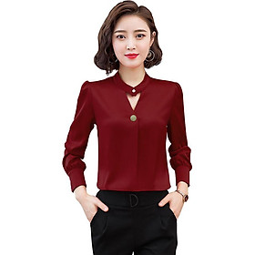 Áo sơ mi cổ giọt nước phối nút