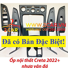Ốp nội thất xe huyndai creta 2022, 2023 hàng nhựa vân đá cao cấp