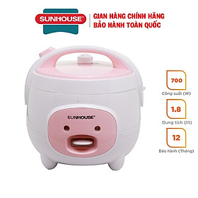 Hình ảnh Nồi cơm điện 1.8L Sunhouse SHD8607W, Công suất 700W, sản xuất tại Việt Nam, Bảo hành 12 tháng - Hàng chính hãng