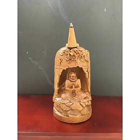 Mua Đạt ma sư tổ ngồi thiền đốt hương trầm bằng gỗ bách xanh thơm nức kt cao 20×9cm