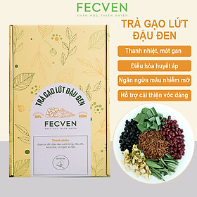 Trà Gạo Lứt Đậu Đen Fecven - Giúp Thanh Lọc Cơ Thể, Giảm Mỡ Máu, Giải Độc Gan - Kiểm Soát Đường Huyết - 6 Thành Phần: Gạo Lứt Đỏ, Đậu Đen Xanh Lòng, Đậu Đỏ, Hoa Nhài, Cỏ Ngọt, Lá Nếp