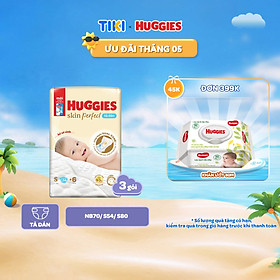 [Tặng thêm miếng] Thùng 3 gói Tã dán sơ sinh Huggies Tràm Trà NB70/S54/S80