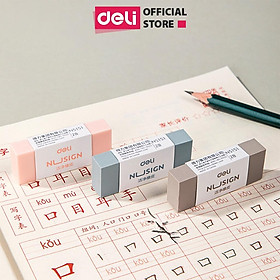 Gôm tẩy 2B Deli - Không bụi - Màu sắc vintage - Xanh dương/Hồng/Nâu