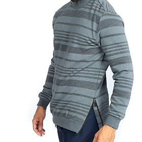 Áo sweater nam Simple & Basic, có dây kéo hông, cá tính, chất nỉ dày dặn, màu xám