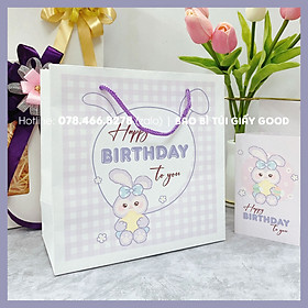 Túi Giấy Kraft Họa Tiết Sinh Nhật/Happy Birthday Dễ Thương 20x20x10cm Đựng Quà Tặng, Gấu Bông Nhỏ, Phụ Kiện, Quai Vải Chắc Chắn