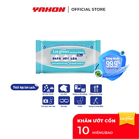 Khăn Ướt Cồn LET-GREEN 10 Miếng | Khử Khuẩn Tức Thì
