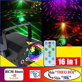 Hình ảnh Đèn laser ánh sáng laze cảm biến âm thanh - Kết hợp Đèn LED xoay 7 màu dùng trang trí vũ trường, phòng karaoke