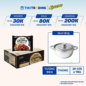 Thùng 20 Gói Mì Trộn Tương Đen Cay Koreno Chajang 78g