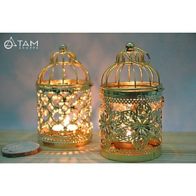 Mua Chân nến lồng chim sắt cổ điển mini ánh kim vàng số 17