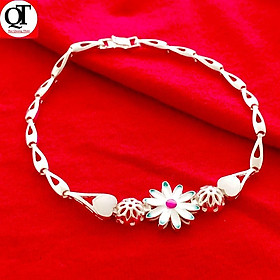 Lắc tay bạc nữ hoa cúc kiểu lắc mềm chất liệu bạc ta không xi mạ trang sức Bạc Quang Thản - QTVTNU23
