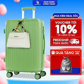 Vali du lịch BAMOZO cao cấp 8801 vali kéo nhựa được bảo hành 5 năm - Xanh Lá - Size 20
