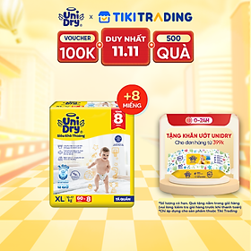 Tã quần UniDry Siêu khô thoáng gói Jumbo mới size XL - 60 miếng + 8 miếng