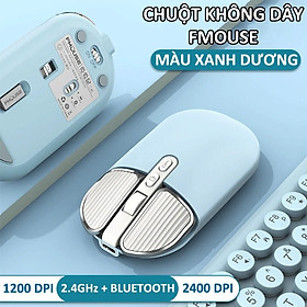 Chuột không dây FMOUSE M203 sạc pin siêu mỏng kết nối bluetooth và chip USB 2.4GHz dùng cho pc, laptop, tivi, điện thoại - HÀNG CHÍNH HÃNG