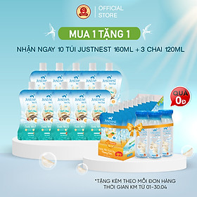 [MUA 1 TẶNG 1] Hộp 10 túi Nước Yến Thật Justnest 8% (10 túi x 160ml)