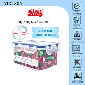 Hộp Đựng Thực Phẩm VIETSON 1300ml Nắp Khóa 4 Cạnh Kín Hơi