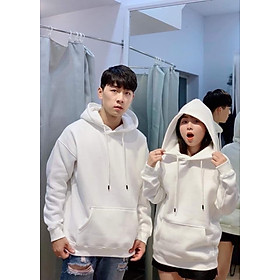 Áo Hoodie Nỉ Cotton Trắng Trơn Đủ Size S M L XL Cao Cấp