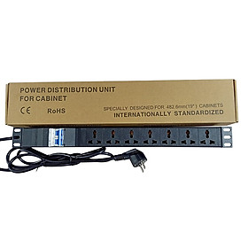 Mua Thanh Nguồn PDU 7 Ổ Cắm Đa Năng Có Mcb 2P 16A Cho Tủ Rack Server Hoặc Dùng Cho Điện Trong Nhà