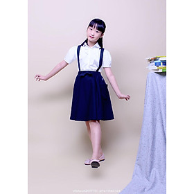 Chân váy yếm bé gái nơ trước đồng phục học sinh nữ - GDP009 Chân Váy - 7Y23-27 kg