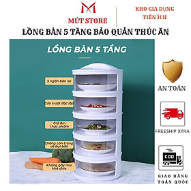 Lồng bàn giữ nhiệt đậy thức ăn 5 tầng thông minh, lồng bàn nhiều tầng sạch sẽ chống ruồi muỗi bụi bặm mới nhất