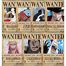 Mua Bộ 7 tấm truy nã cựu thất vũ hải trong Onepiece wanted poster size A4. A5  A6 mỏng
