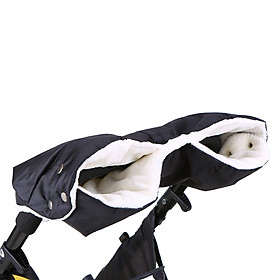 Găng tay giữ nhiệt cho xe đẩy, dày bên trong và không thấm nước, thích hợp dùng để đẩy em bé khi ra ngoài-Màu đen
